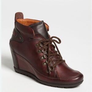 Pikolinos Womens Leather Wedge Boots Brown Lace Up Ankle Booties 37 Comfort